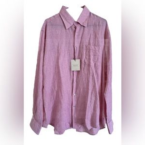 HAGEN CARMEL Men's XL Long Sleeve Plaid Shirt Classic Fit 100% Linen NWT